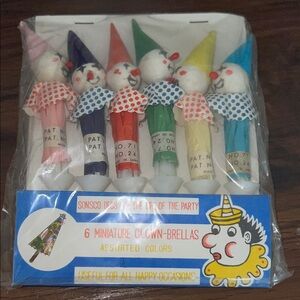 vintage "6 Miniature Clown-brellas" party supplies (4 packs)
